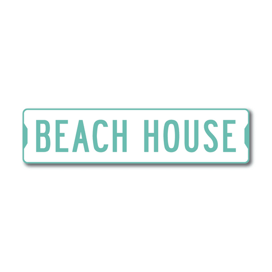 Beach House Metal Sign - 24 x 6"