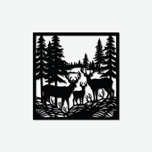Deer & Trees Metal Sign