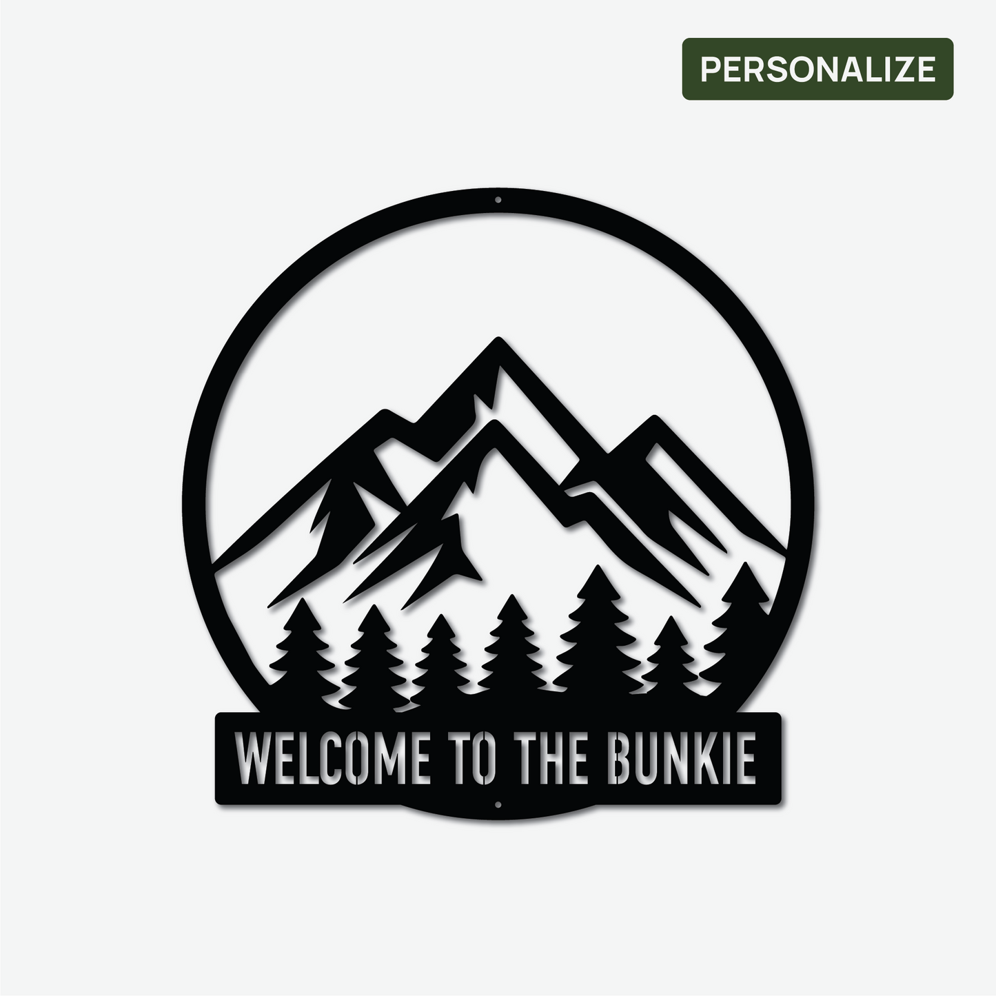 Custom Mountain Metal Sign Circle