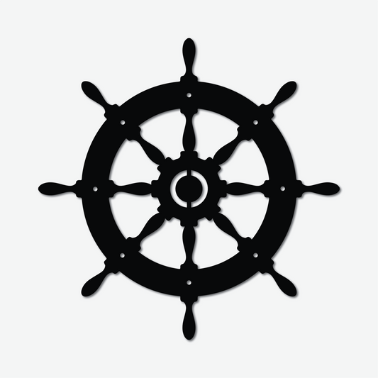 Ship Wheel Metal Sign