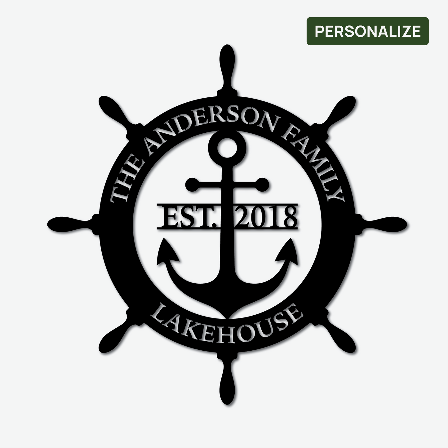 Custom Ship Wheel Metal Sign