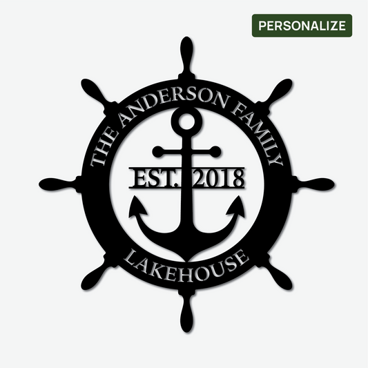 Custom Ship Wheel Metal Sign