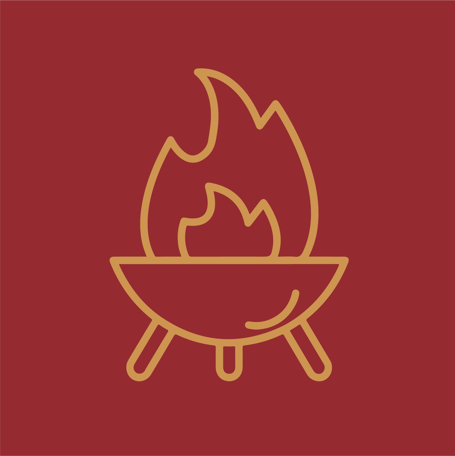 “Vector illustration of a firepit with flames and the text ‘Firepits & BBQs’ representing outdoor cooking and backyard gatherings.”