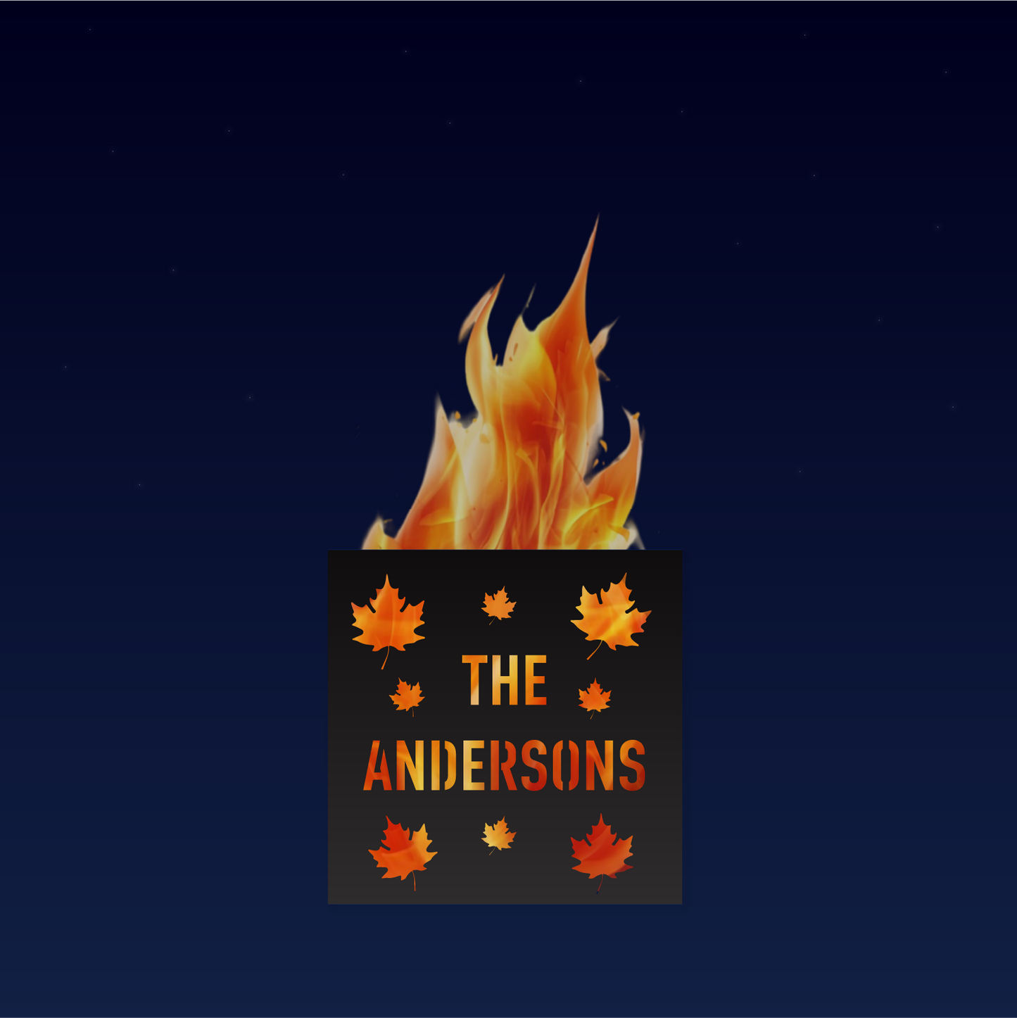 Personalized Maple Leaf Square Metal Firepit