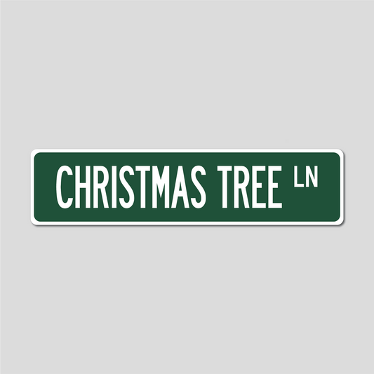 Panneau de Noël sur la rue des sapins de Noël