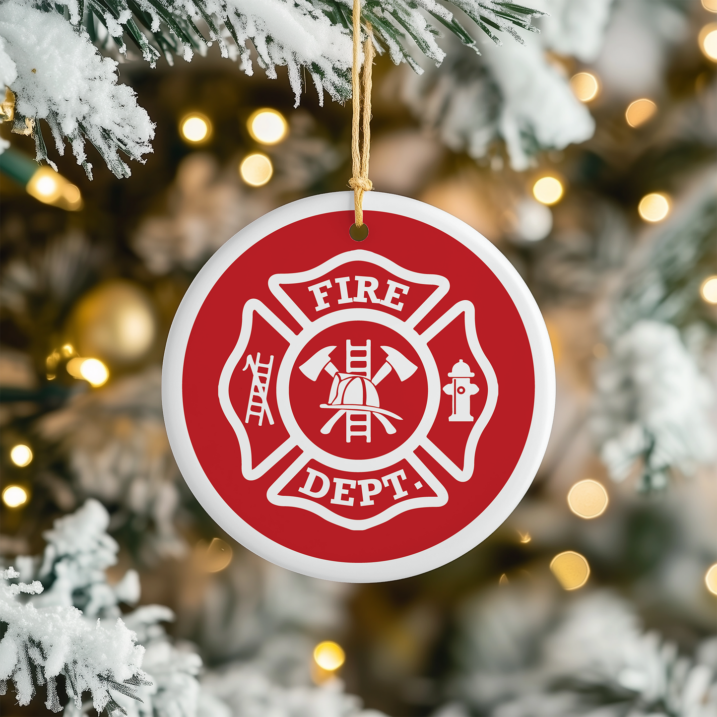 Décoration de sapin de Noël du service d'incendie