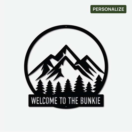 Custom Mountain Metal Sign Circle