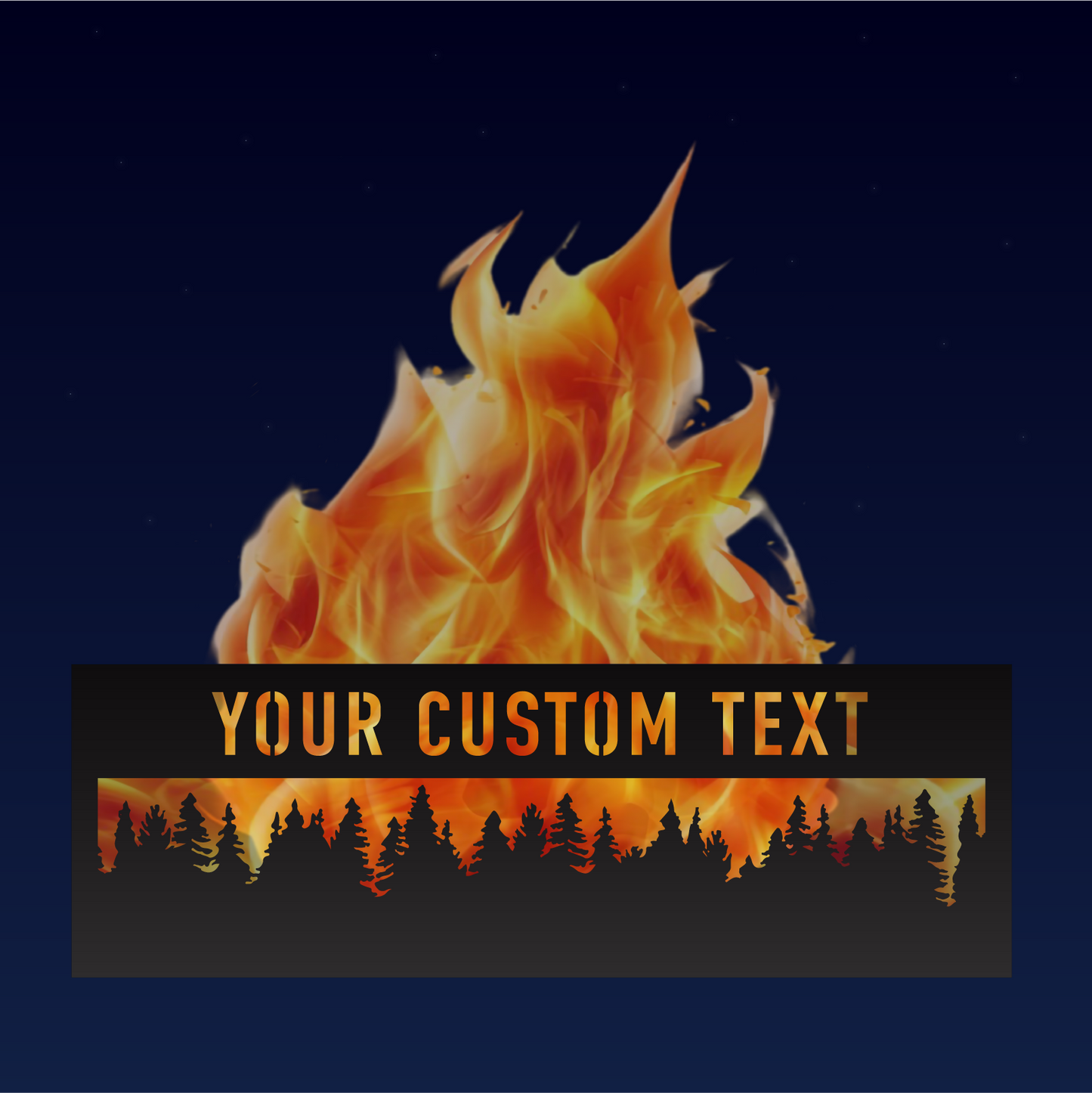 Personalized Tree Line Square Metal Fire Pit